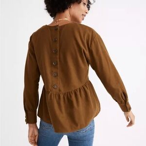 Madewell Flannel Button Back Peplum Top